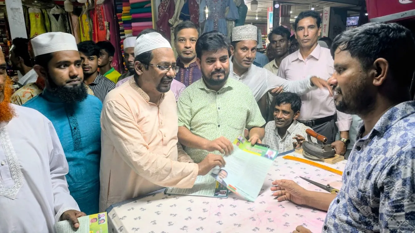 BNP leader Pappa distributes leaflets in Banshkhali