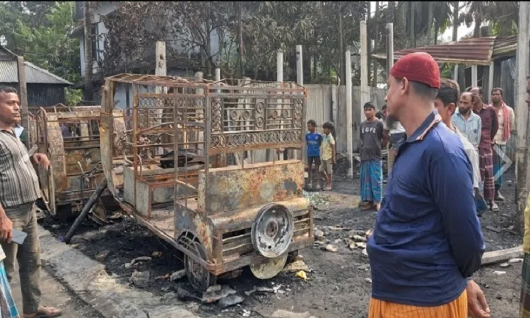 Fire Destroys Garage, 15 Autorickshaws Burnt; Loss Estimated at 50 Lakh Taka