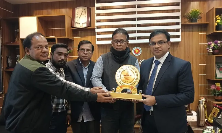 Upazila Local Government Department (LGED) gave a farewell reception to the outgoing Executive Officer Sukanta Saha at the Upazila Executive Officer's office: Photo Sohel Talukder, Sohel Talukder, Shantiganj Correspondent