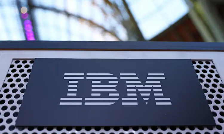 The logo of IBM is seen during the Adopt AI International Summit at the Grand Palais in Paris, France.: Photo RUETERS