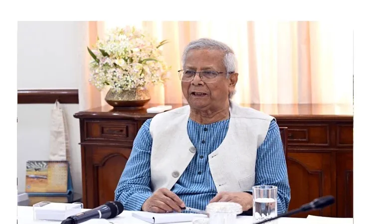Chief Adviser Professor Muhammad Yunus addressing the UNOs from across the country to give directives on election preparations via videoconferencing from the State Guest House Jamuna, Dhaka. Photo : Chief Adviser's Press Wing