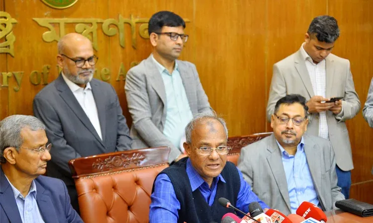 Home Adviser Md Jahangir Alam Chowdhury spoke to reporters after the meeting of the core committee on law and order at the conference room of the Home Ministry at the Secretariat today. Photo: BSS