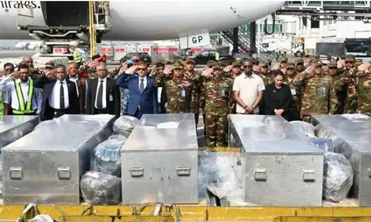 Bodies of Six Martyred Bangladeshi Peacekeepers Return from Sudan