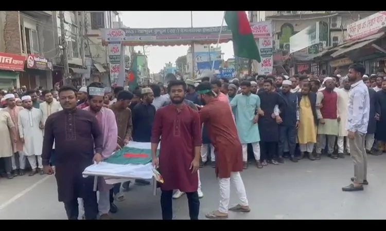 Students and public hold coffin procession in Lakshmipur to protest Hadi's murder