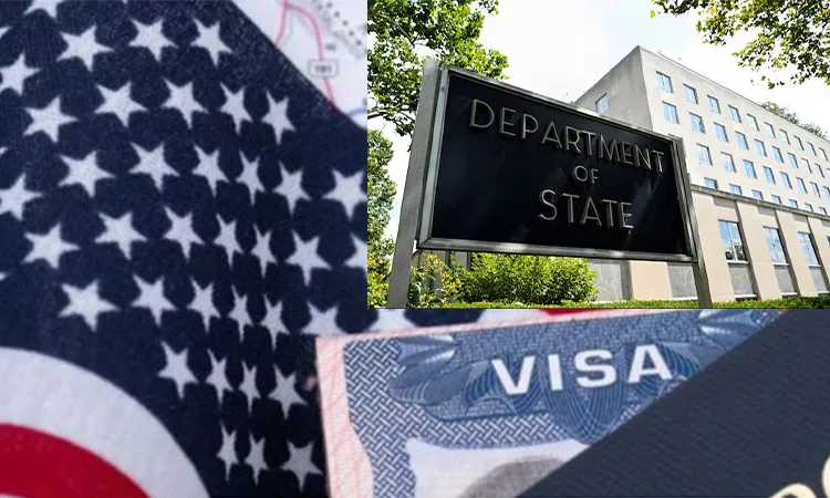 A general view of a U.S. State Department sign outside the U.S. State Department: Photo collected