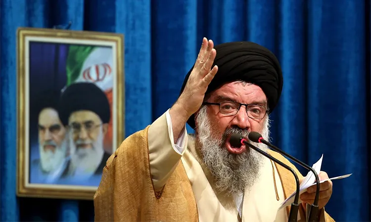 Iranian senior cleric Ahmad Khatami delivers his sermon during Friday prayer ceremony in Tehran, Iran: Photo collected