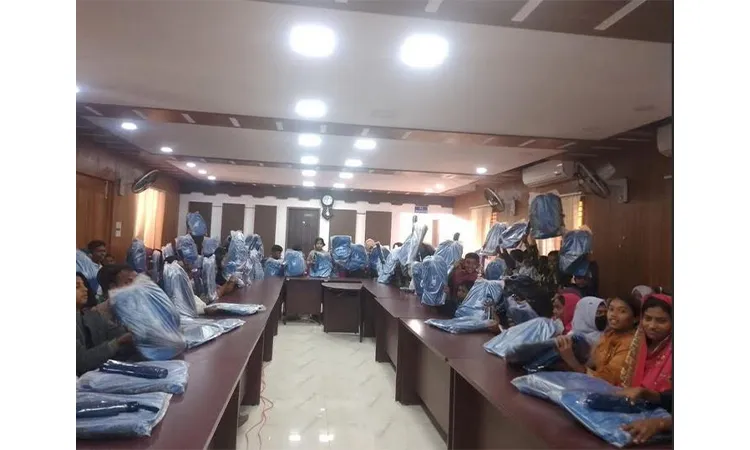 Distribution of educational materials among students in Kurigram