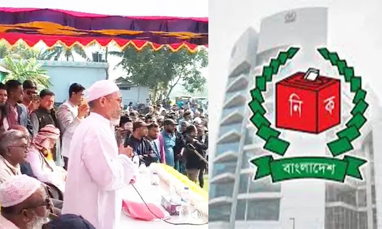 Lutfuzzaman Babar campaigns for votes with sheaf of rice symbol