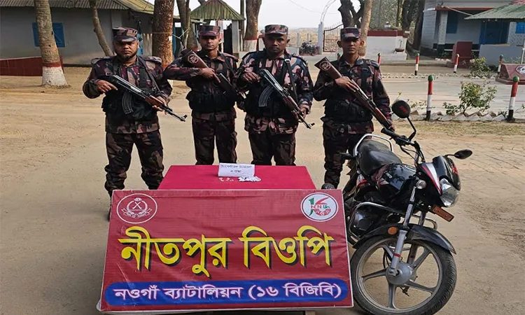 BGB personnel seized a motorcycle carrying Indian Tapentadol tablets and marijuana in Porsha, Naogaon.
