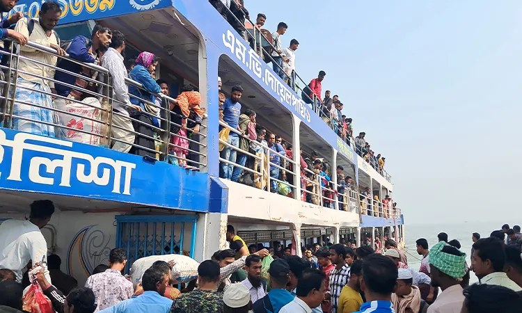 Hundreds of voters are travelling from Dhaka to Bhola by crowded launches in a festive mood.