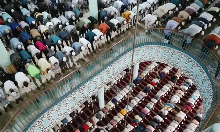 Thousands of Muslims gathered at Baitul Mukarram National Mosque in Dhaka to offer Juma prayers on the first Friday of Ramadan.