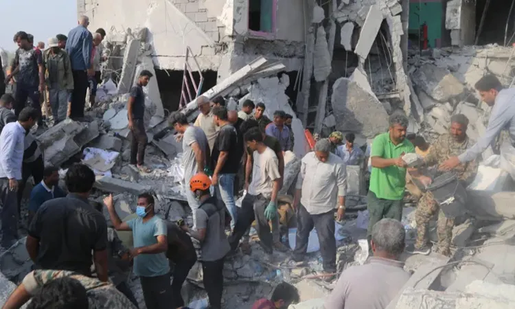 The damaged school building is located next to a barracks of Iran’s Islamic Revolutionary Guard Corps, according to available images and reports.