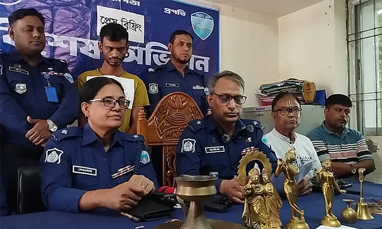 The theft occurred around 1:00 am on March 4 at a Radha–Krishna temple located in the Aziz Fazilpur area of Ramnagar Union.