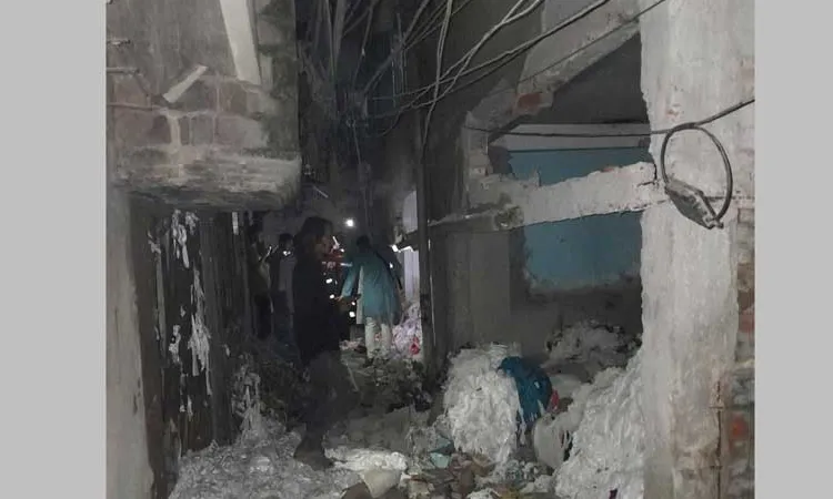 The blast occurred around 7:15 pm in a jute warehouse, causing the ground floor wall of a three-storey building to collapse.