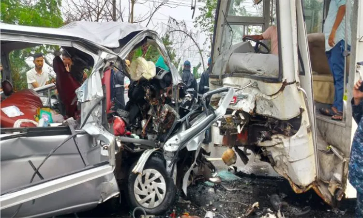 Photo: Collected Accident-hit bus-microbus.