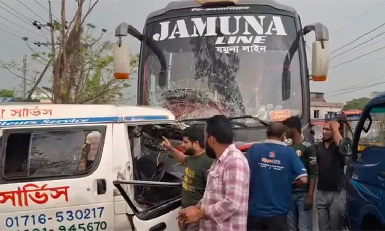 An ambulance driver was seriously injured after a head-on collision with a passenger bus on the Barisal–Patuakhali highway.
