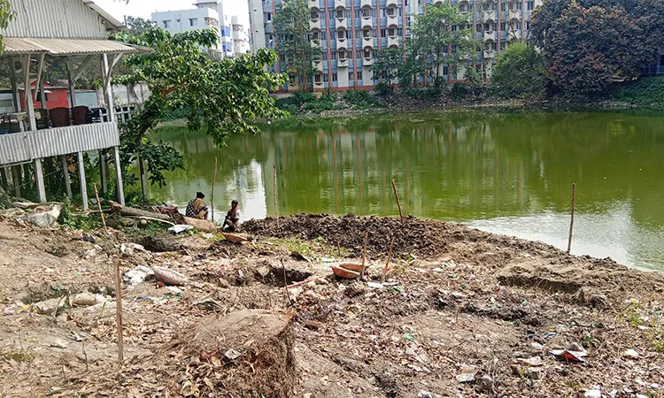 Authorities in Faridpur investigate allegations of pond encroachment