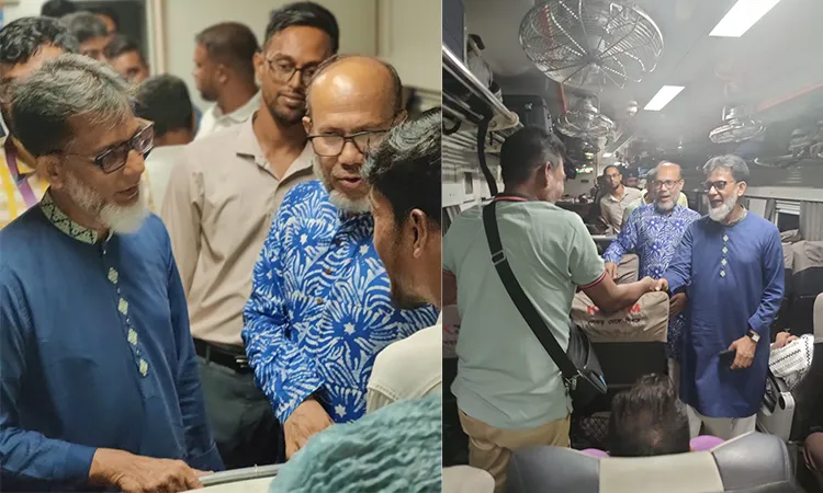 The minister boarded Train No. 814 at Kamalapur Railway Station and reached Chattogram.