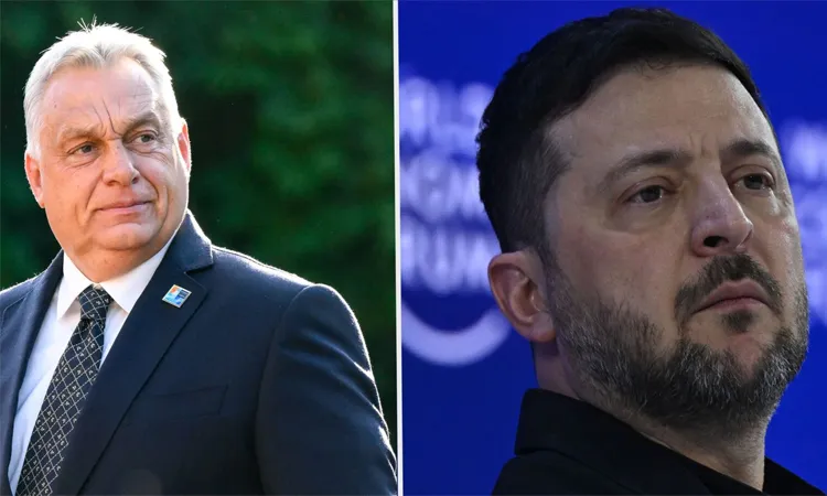 Hungarian Prime Minister Viktor Orbán (L) and Ukrainian President Volodymyr Zelenskyy