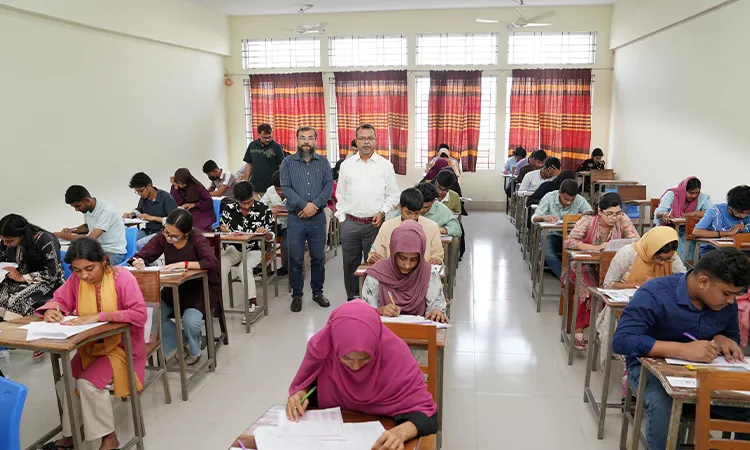 The one-hour exam took place from 11:00 am to 12:00 noon as part of the first phase of a three-stage process.