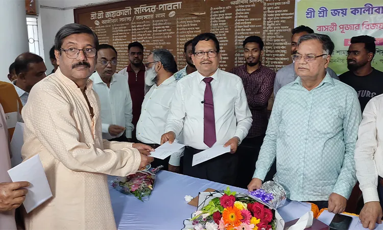 Shimul Biswas Calls for Safe Bangladesh, Harmony at Pabna Temple Event