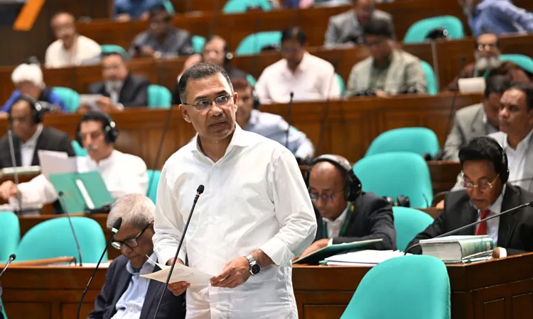 Prime Minister Tarique Rahman today responded to a starred question from the treasury bench lawmaker representing the Sylhet-2 constituency in the House. Photo: PMO