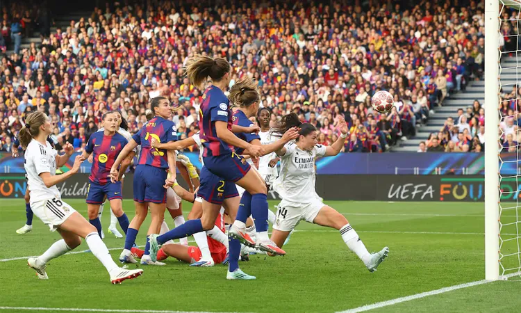 FC Barcelona's Irene Paredes scores their third goal