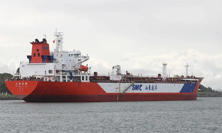 The Malaysia-bound tanker Shan Gang Fa Jian anchored near Kutubdia in the Bay of Bengal.