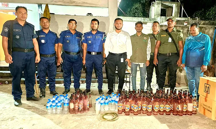 Large Cache of Local Liquor Seized in Bheramara Raid