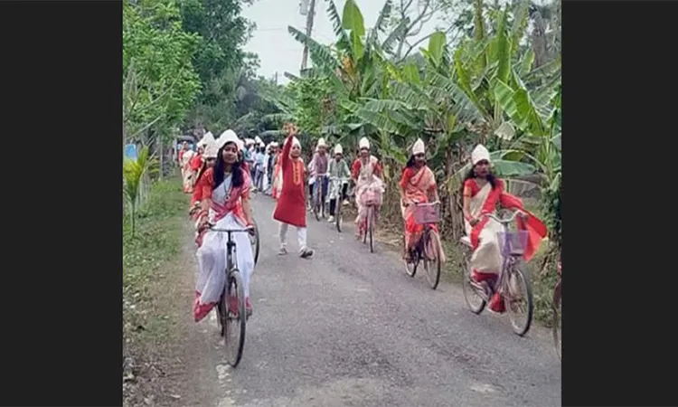 Narail Students Celebrate Pahela Baishakh with Bicycle Rally