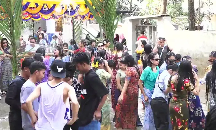The water festival (Sangreng Poe) is traditionally celebrated by splashing water to symbolize purification and the removal of the past year's misfortunes.