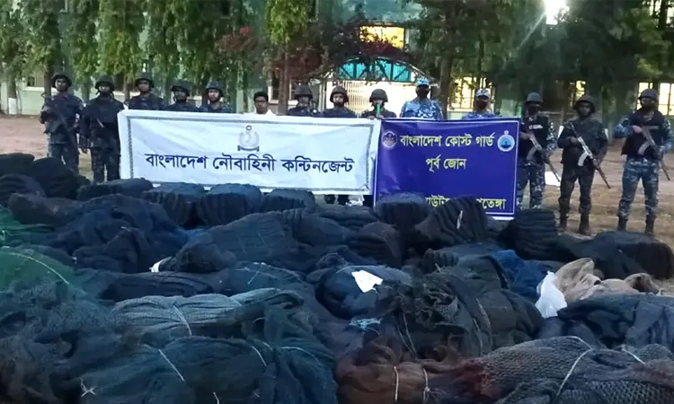 a joint drive by the Bangladesh Navy and Coast Guard recovered 3.25 million meters of banned nets from the Dangarchar area, valued at Tk 3.12 crore.