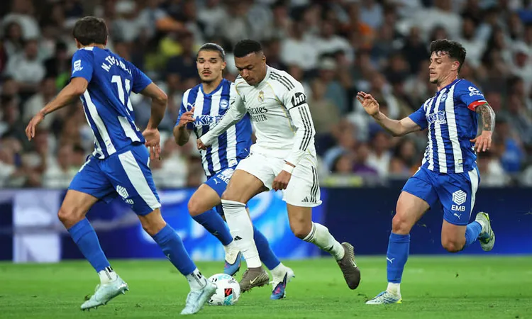 Real Madrid's Kylian Mbappe in action.