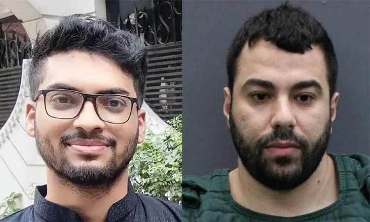 Collage photo: Jamil Limon (left) and arrested Hisham Abu Gharbiyeh