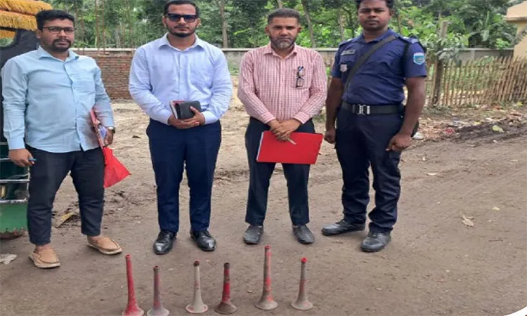 Pabna district administration and the Department of Environment seized eight hydraulic horns.