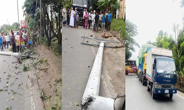 The collapse involved 14 poles in total. Technical specifications confirm poles were buried 3-4 feet deep instead of the required 6.5-7 feet.
