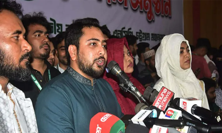 Nahid Islam spoke at the July Mass Uprising Memorial Hall of the Chattogram Press Club.
