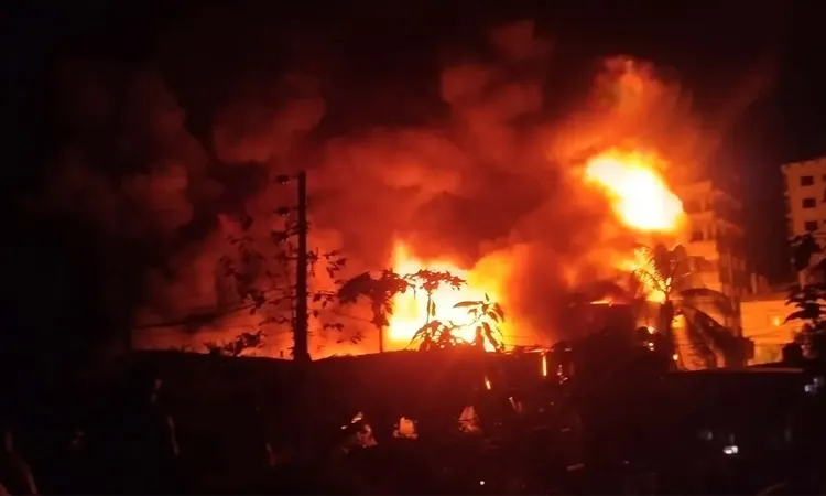 Five firefighting units are working to control a fire at a foam factory in Kadamtali, Dhaka.