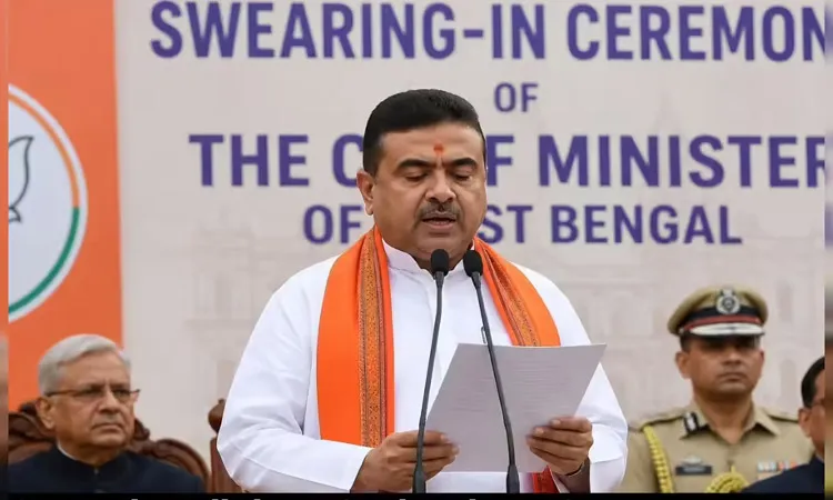Suvendu Adhikari sworn in as West Bengal's first BJP Chief Minister in Kolkata.