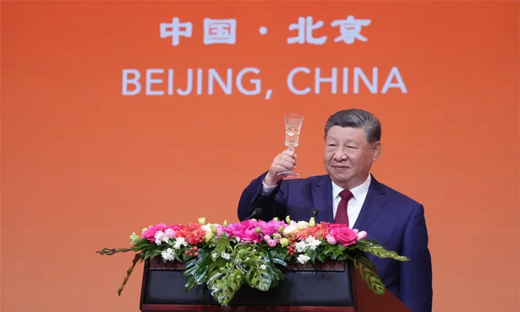 Xi ended his speech with “ganbei” – the Chinese equivalent of “cheers” – and raising his glass to Trump.