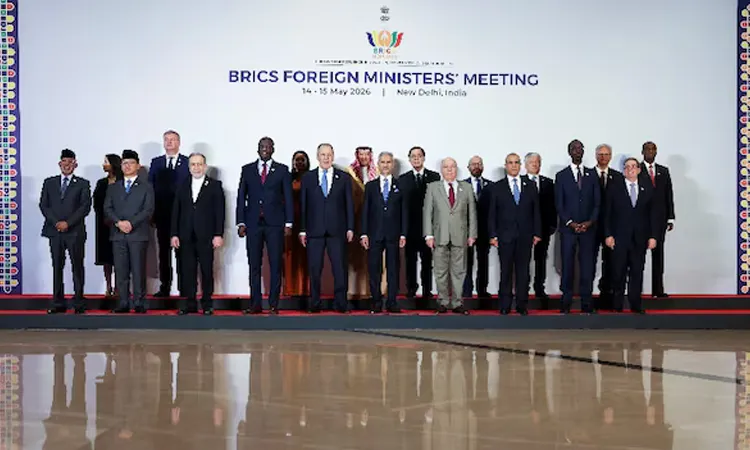Top diplomats at the BRICS meeting in Delhi.