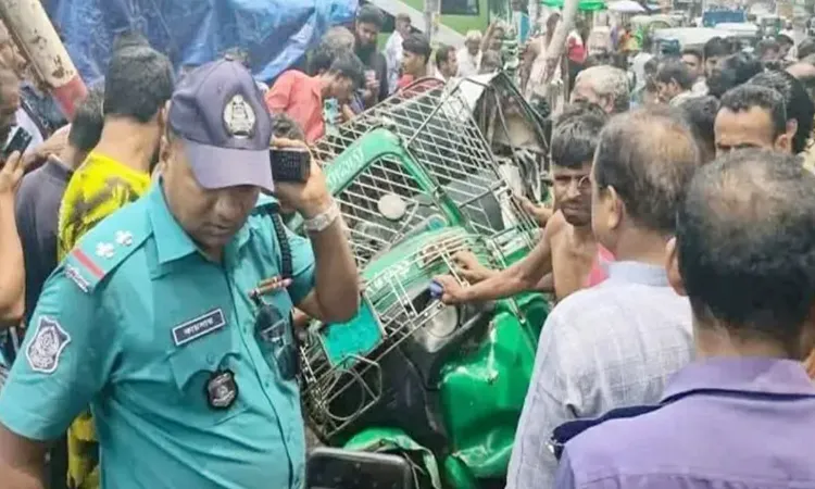 Train Crushes CNG Autorickshaw at Chittagong Railway Gate