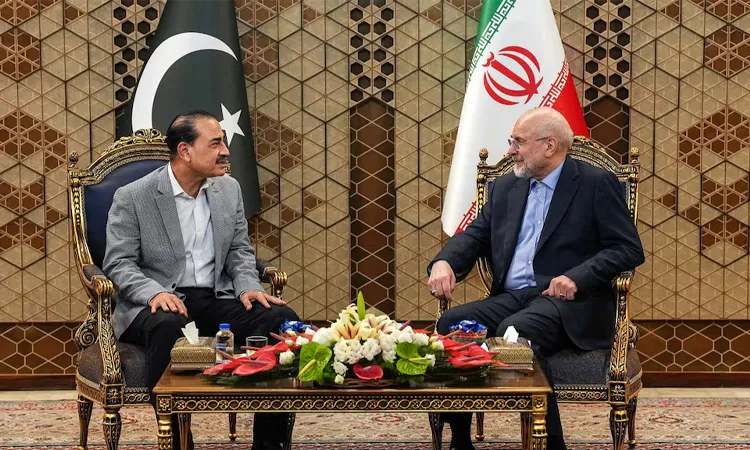 Iranian Parliament Speaker Mohammad Bagher Ghalibaf meets with chief of Defence Forces of Pakistan, Field Marshal Asim Munir, in Tehran, Iran.