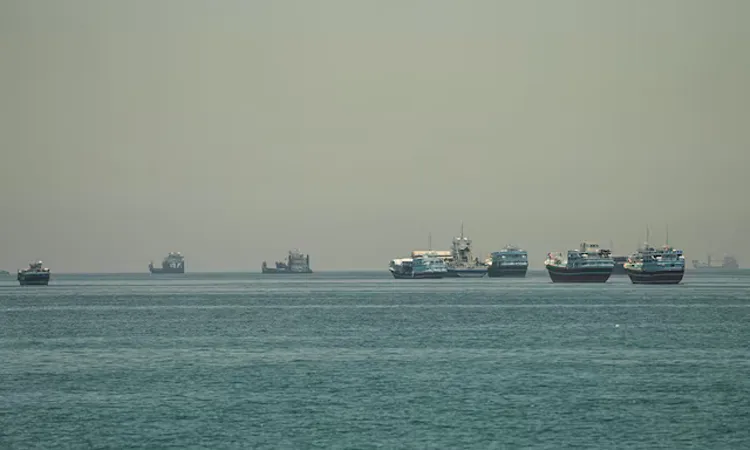 Strait of Hormuz as seen from Musandam, Oman.