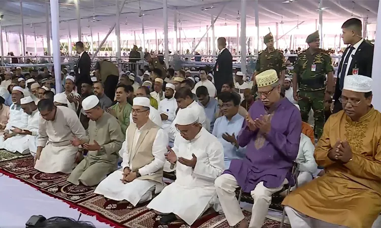 President Mohammed Shahabuddin and Prime Minister Tarique Rahman attended the main service alongside cabinet ministers, Supreme Court justices, senior politicians, diplomats and high-ranking government officials.