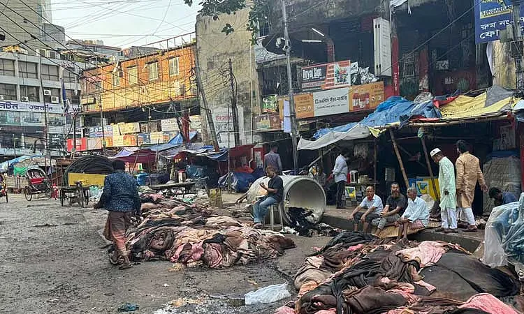 Raw cattle hide prices plunged to Tk 550 on Eid day across Dhaka.