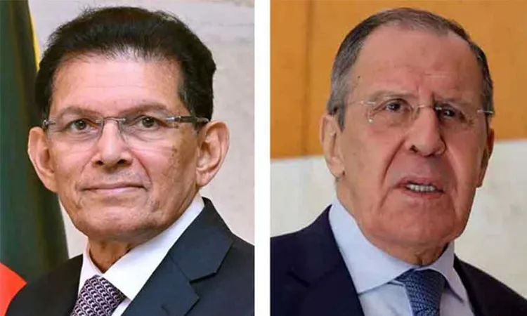 Bangladesh Foreign Minister Dr Khalilur Rahman (left) and Russia Foreign Minister Sergey Lavrov are seen in this combination