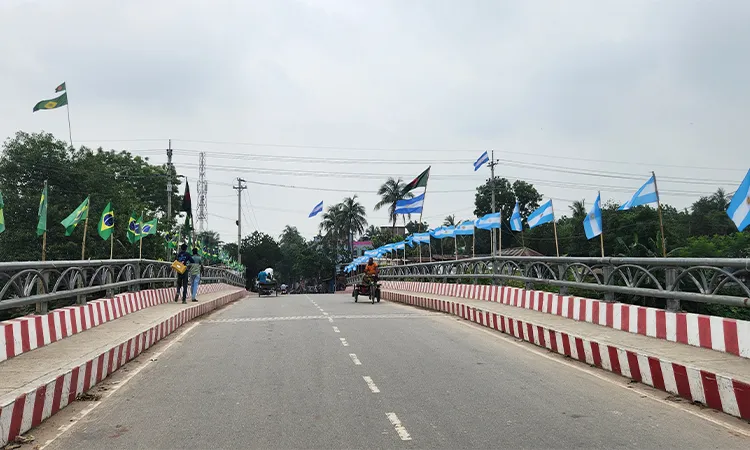 Brazil vs Argentina Flags Take Over Bheramara Bridge