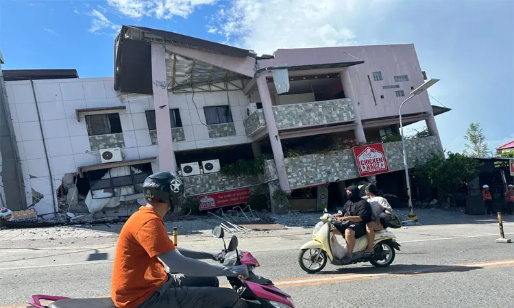 A collapsed structure after an earthquake in General Santos, Philippines