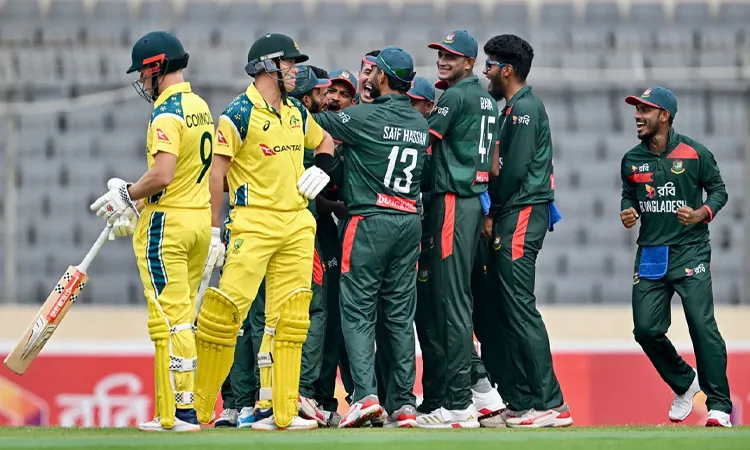 Bangladesh celebrate the wicket of Marnus Labuschagne